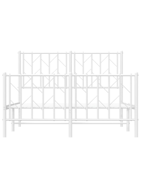 Kovový rám postele s hlavovým a nožním čelem bílý 120 x 190 cm