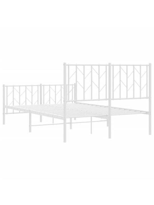 Kovový rám postele s hlavovým a nožním čelem bílý 120 x 190 cm