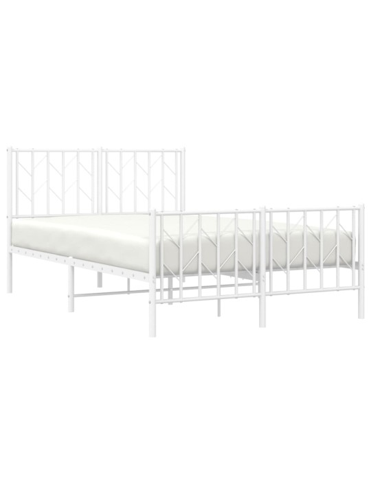 Kovový rám postele s hlavovým a nožním čelem bílý 120 x 200 cm