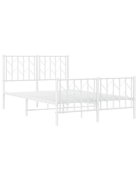 Kovový rám postele s hlavovým a nožním čelem bílý 120 x 200 cm