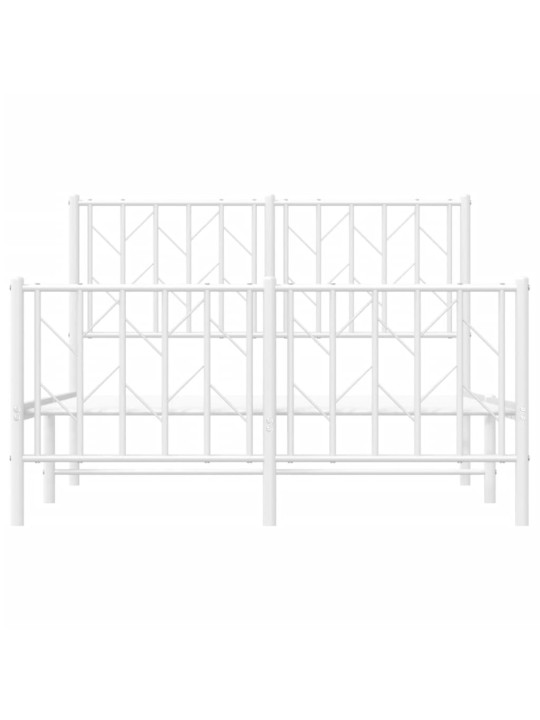 Kovový rám postele s hlavovým a nožním čelem bílý 120 x 200 cm