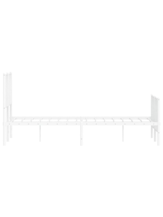 Kovový rám postele s hlavovým a nožním čelem bílý 120 x 200 cm