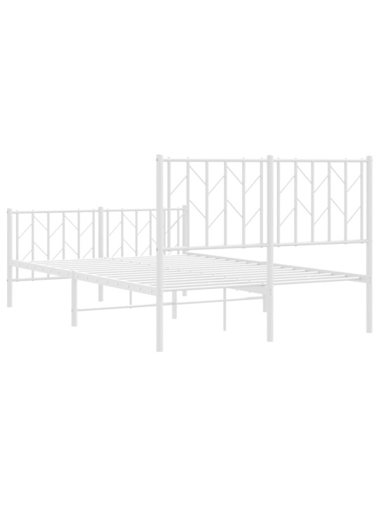 Kovový rám postele s hlavovým a nožním čelem bílý 120 x 200 cm