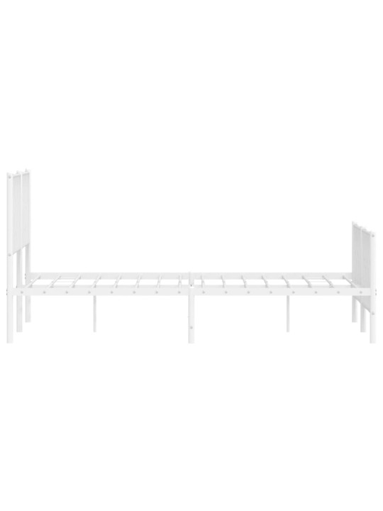 Kovový rám postele s hlavovým a nožním čelem bílý 135 x 190 cm
