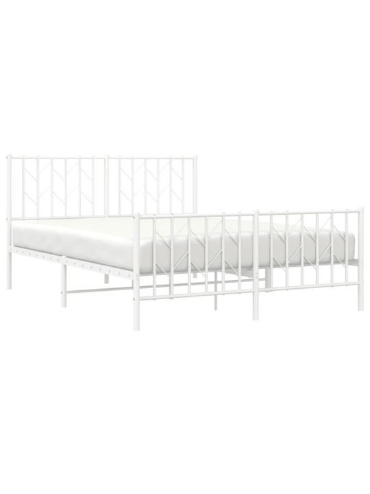 Kovový rám postele s hlavovým a nožním čelem bílý 140 x 190 cm