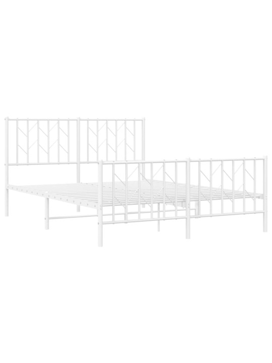 Kovový rám postele s hlavovým a nožním čelem bílý 140 x 190 cm