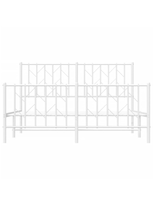 Kovový rám postele s hlavovým a nožním čelem bílý 140 x 190 cm