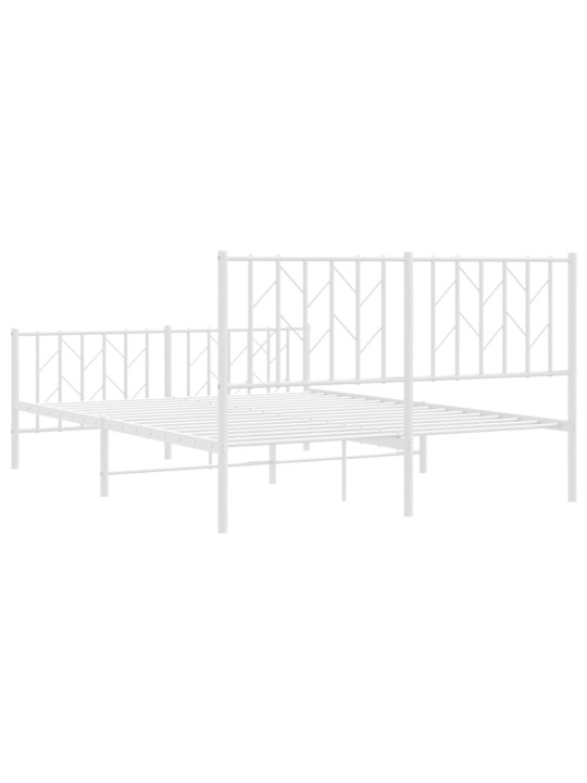 Kovový rám postele s hlavovým a nožním čelem bílý 140 x 190 cm