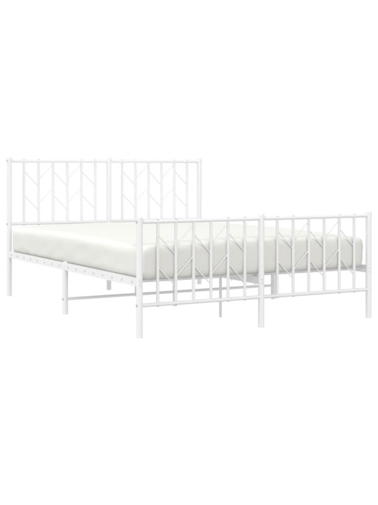 Kovový rám postele s hlavovým a nožním čelem bílý 140 x 200 cm