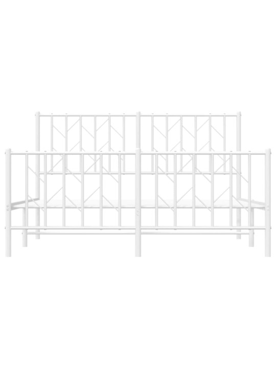 Kovový rám postele s hlavovým a nožním čelem bílý 140 x 200 cm