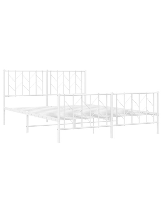 Kovový rám postele s hlavovým a nožním čelem bílý 150 x 200 cm