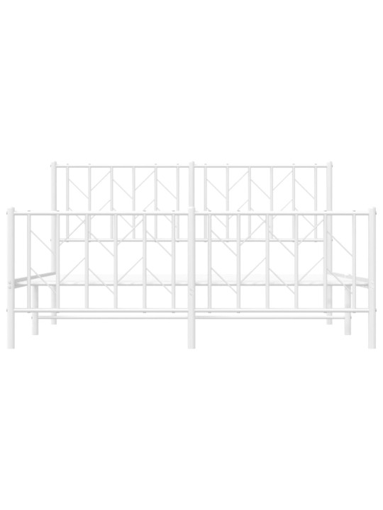 Kovový rám postele s hlavovým a nožním čelem bílý 150 x 200 cm