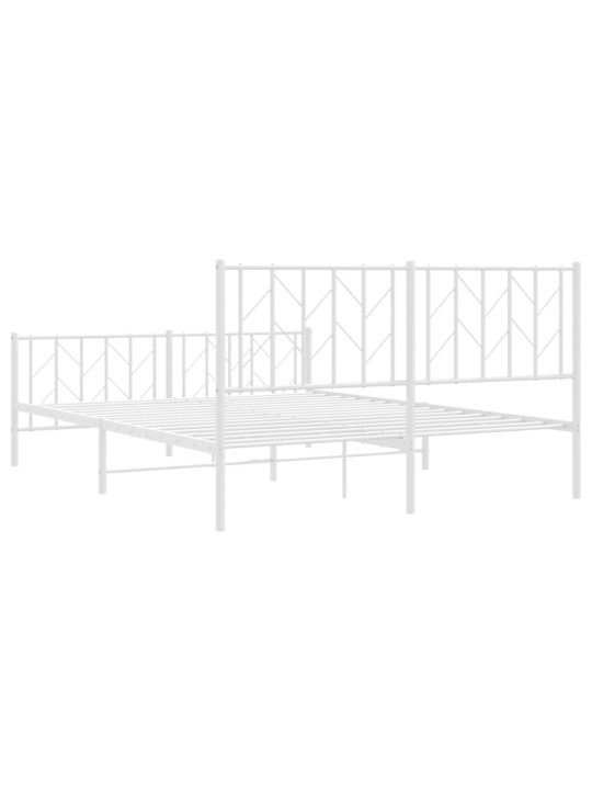Kovový rám postele s hlavovým a nožním čelem bílý 150 x 200 cm