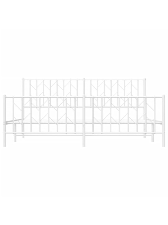 Kovový rám postele s hlavovým a nožním čelem bílý 180 x 200 cm