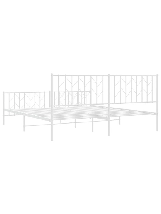 Kovový rám postele s hlavovým a nožním čelem bílý 180 x 200 cm