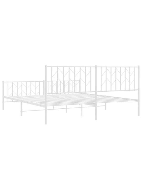 Kovový rám postele s hlavovým a nožním čelem bílý 183 x 213 cm