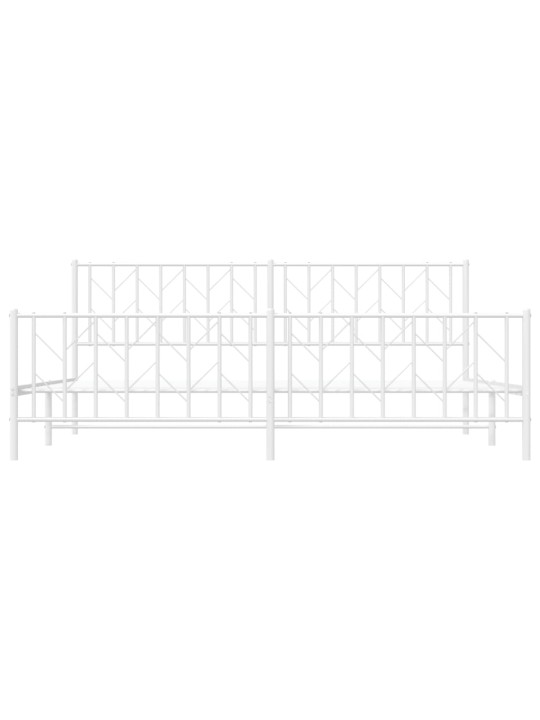 Kovový rám postele s hlavovým a nožním čelem bílý 200 x 200 cm