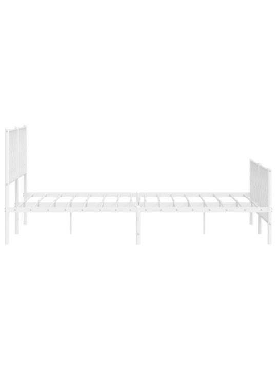 Kovový rám postele s hlavovým a nožním čelem bílý 200 x 200 cm