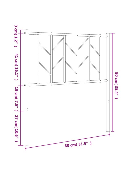 Kovové čelo postele bílé 75 cm