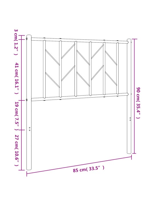 Kovové čelo postele bílé 80 cm