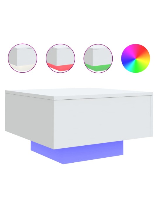 Konferenční stolek s LED osvětlením bílý 55 x 55 x 31 cm
