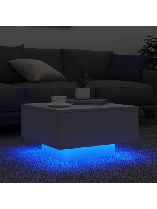 Konferenční stolek s LED osvětlením bílý 55 x 55 x 31 cm