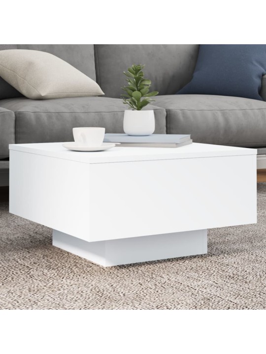 Konferenční stolek s LED osvětlením bílý 55 x 55 x 31 cm