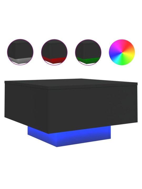 Konferenční stolek s LED osvětlením černý 55 x 55 x 31 cm