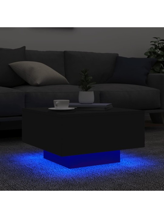 Konferenční stolek s LED osvětlením černý 55 x 55 x 31 cm