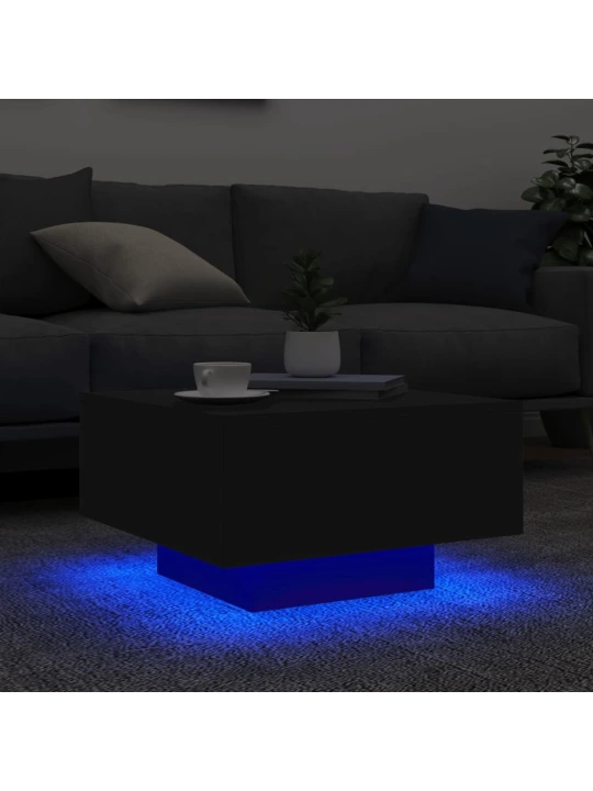 Konferenční stolek s LED osvětlením černý 55 x 55 x 31 cm