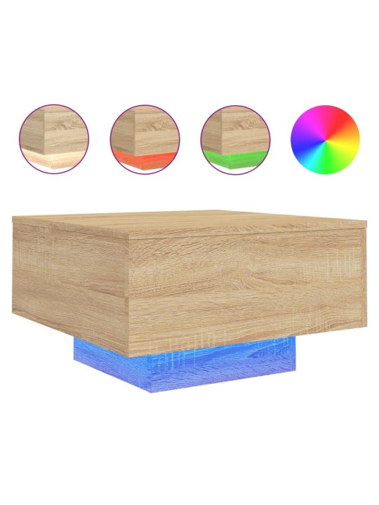 Konferenční stolek s LED osvětlením dub sonoma 55 x 55 x 31 cm