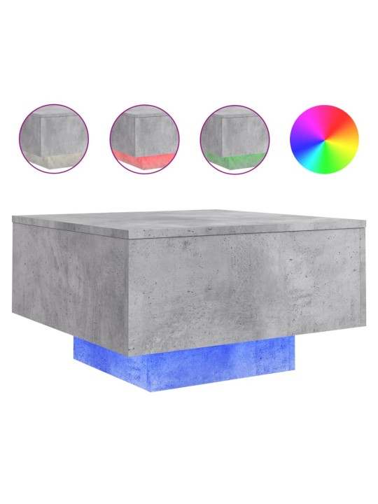 Konferenční stolek s LED osvětlením betonově šedý 55x55x31 cm