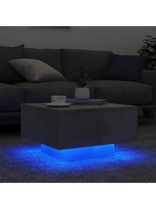 Konferenční stolek s LED osvětlením betonově šedý 55x55x31 cm