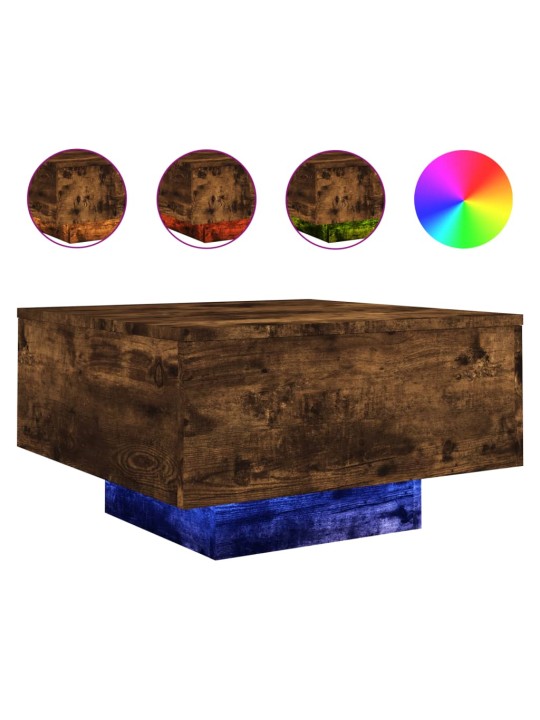 Konferenční stolek s LED osvětlením kouřový dub 55 x 55 x 31 cm