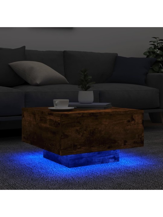 Konferenční stolek s LED osvětlením kouřový dub 55 x 55 x 31 cm