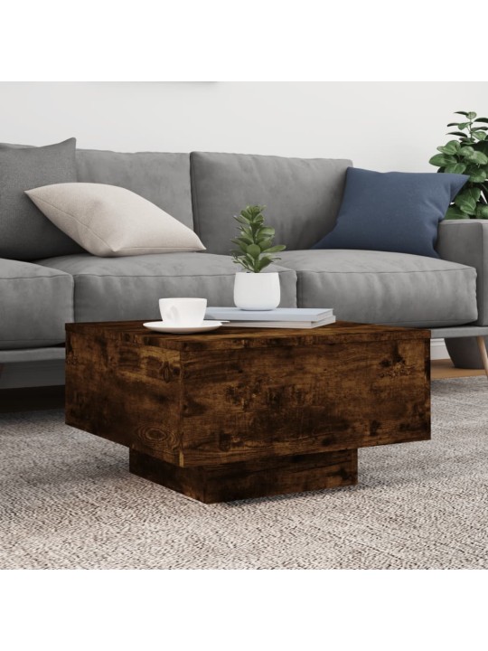 Konferenční stolek s LED osvětlením kouřový dub 55 x 55 x 31 cm