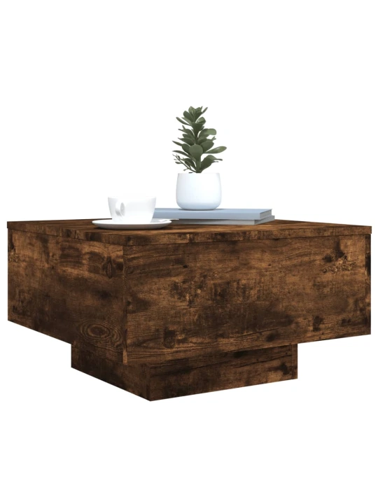 Konferenční stolek s LED osvětlením kouřový dub 55 x 55 x 31 cm
