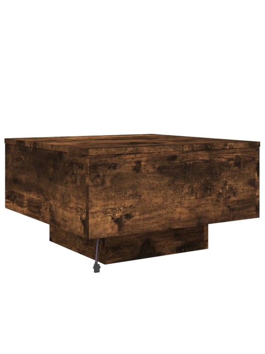 Konferenční stolek s LED osvětlením kouřový dub 55 x 55 x 31 cm