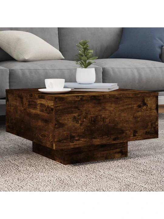 Konferenční stolek s LED osvětlením kouřový dub 55 x 55 x 31 cm