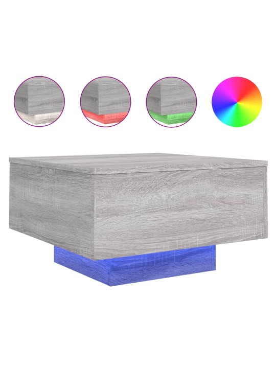 Konferenční stolek s LED osvětlením šedý sonoma 55 x 55 x 31 cm
