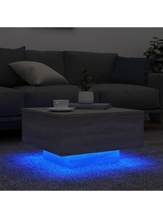 Konferenční stolek s LED osvětlením šedý sonoma 55 x 55 x 31 cm
