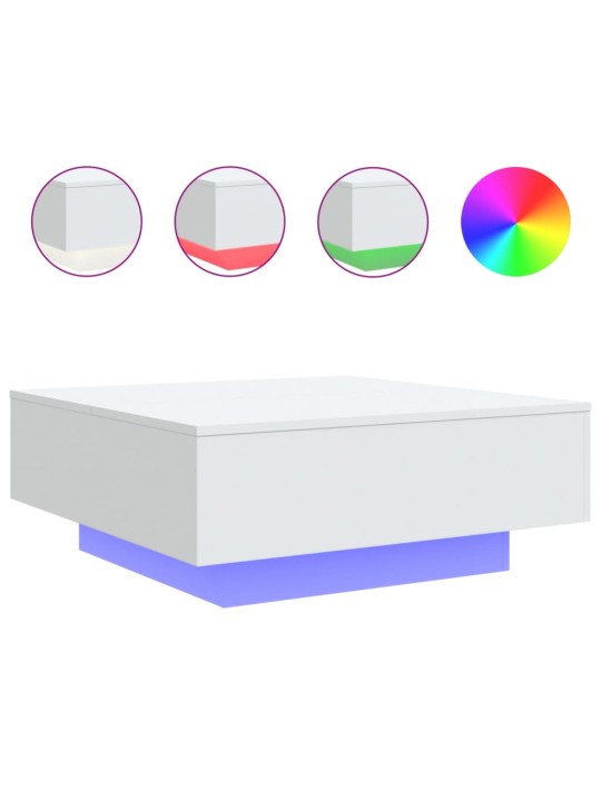 Konferenční stolek s LED osvětlením bílý 80 x 80 x 31 cm