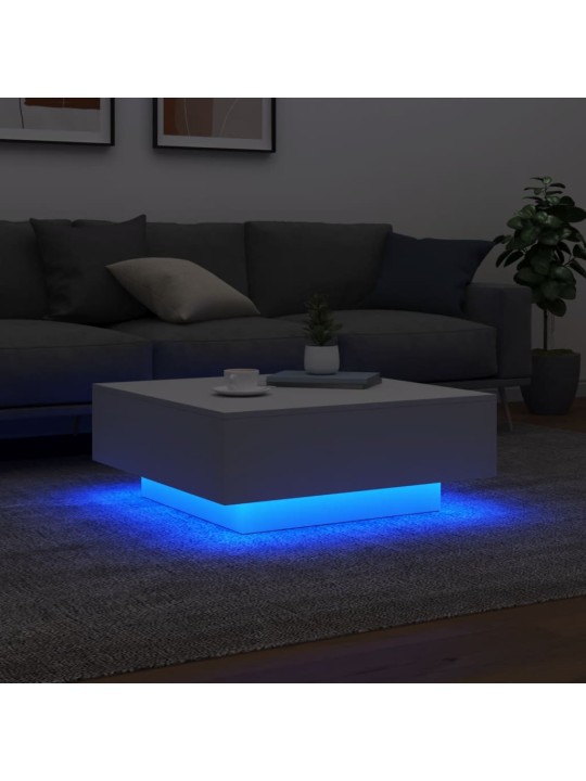 Konferenční stolek s LED osvětlením bílý 80 x 80 x 31 cm