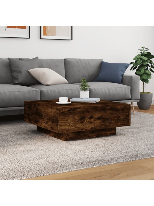 Konferenční stolek s LED osvětlením kouřový dub 80 x 80 x 31 cm