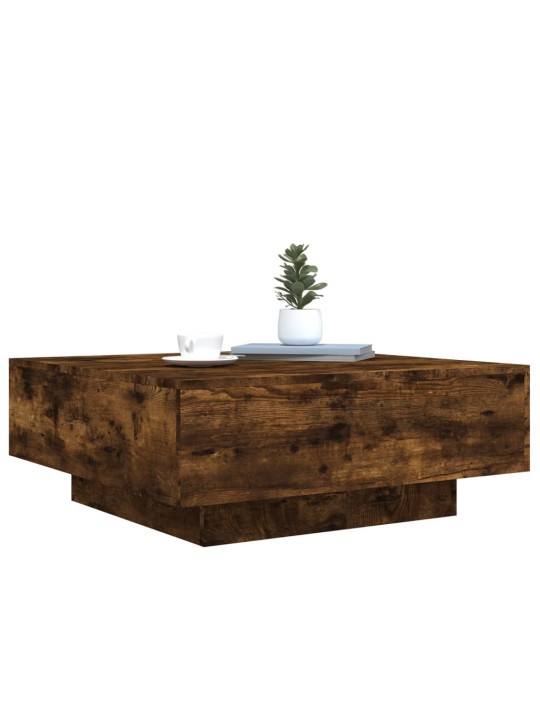 Konferenční stolek s LED osvětlením kouřový dub 80 x 80 x 31 cm