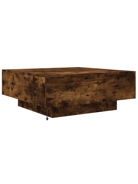 Konferenční stolek s LED osvětlením kouřový dub 80 x 80 x 31 cm