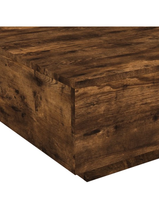 Konferenční stolek s LED osvětlením kouřový dub 80 x 80 x 31 cm