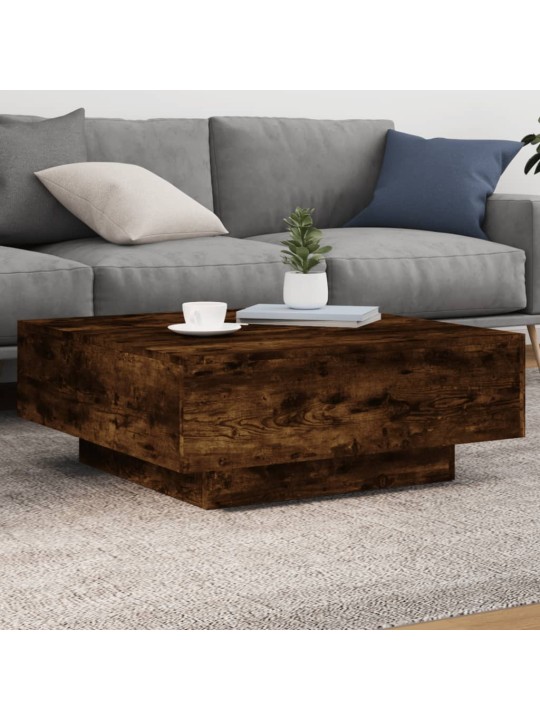 Konferenční stolek s LED osvětlením kouřový dub 80 x 80 x 31 cm