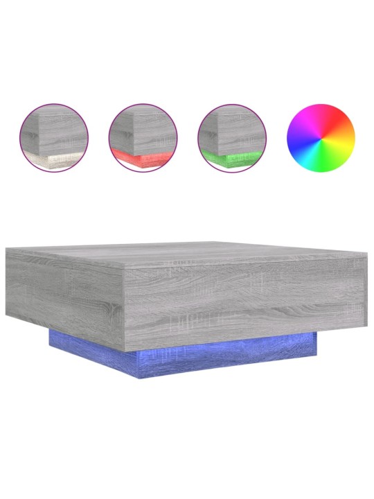 Konferenční stolek s LED osvětlením šedý sonoma 80 x 80 x 31 cm