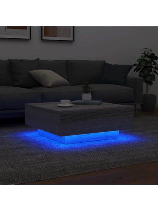 Konferenční stolek s LED osvětlením šedý sonoma 80 x 80 x 31 cm
